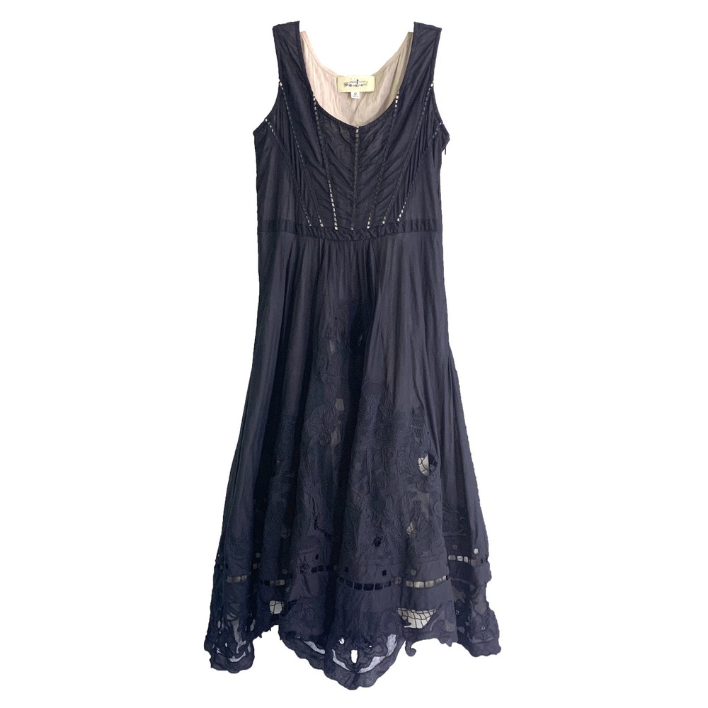 VTG Trelise Cooper Dress Sz 12 10 US Virgin Pride Communion Black Cut Out Lace